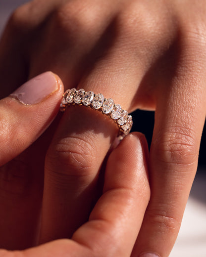 3.45 TCW Oval Lab Grown Diamond Half Eternity Wedding Band