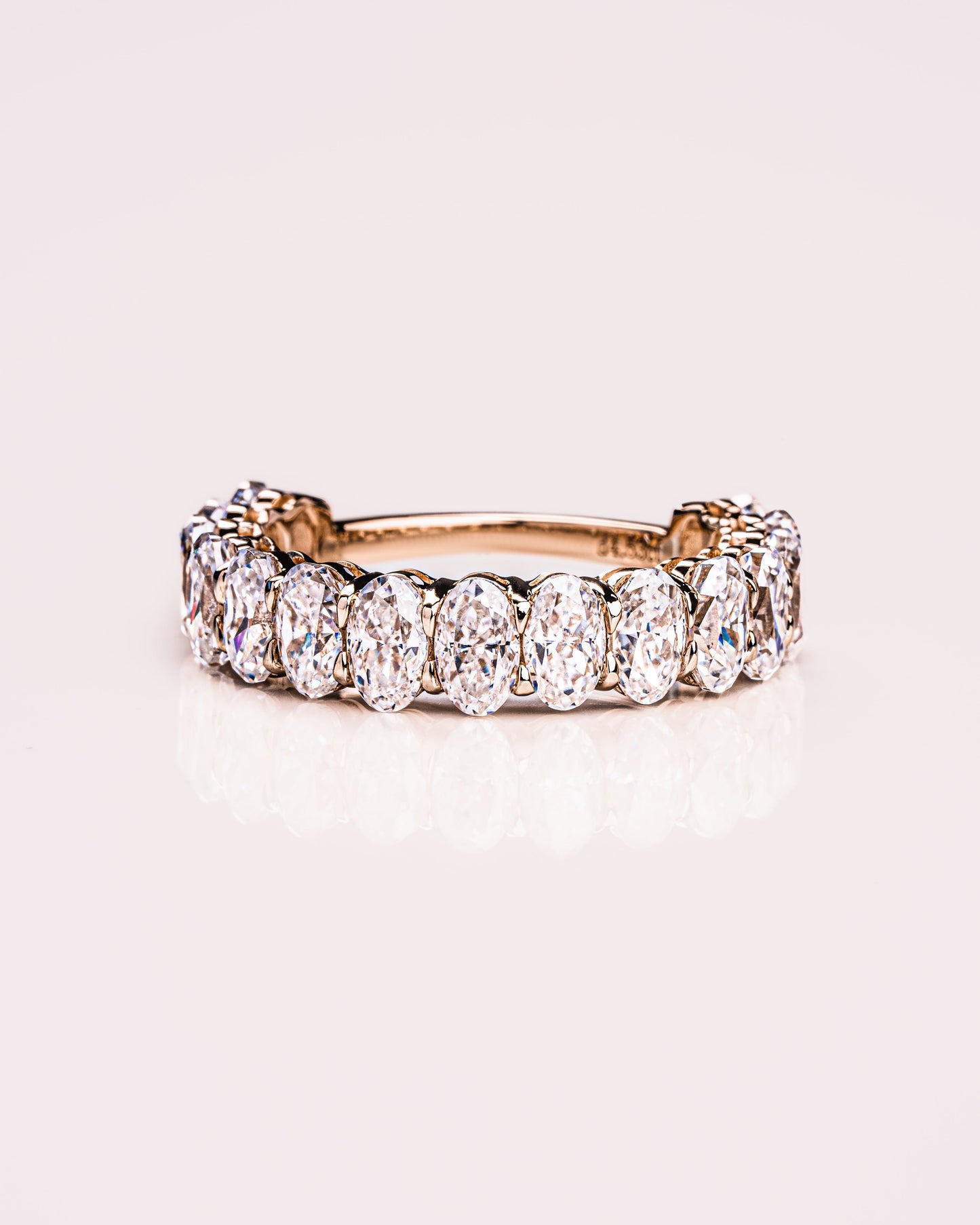 3.45 TCW Oval Lab Grown Diamond Half Eternity Wedding Band