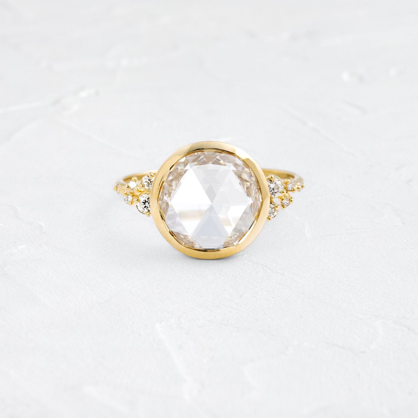Bezel & Cluster-Rose Cut Lab Grown Diamond Engagement Ring