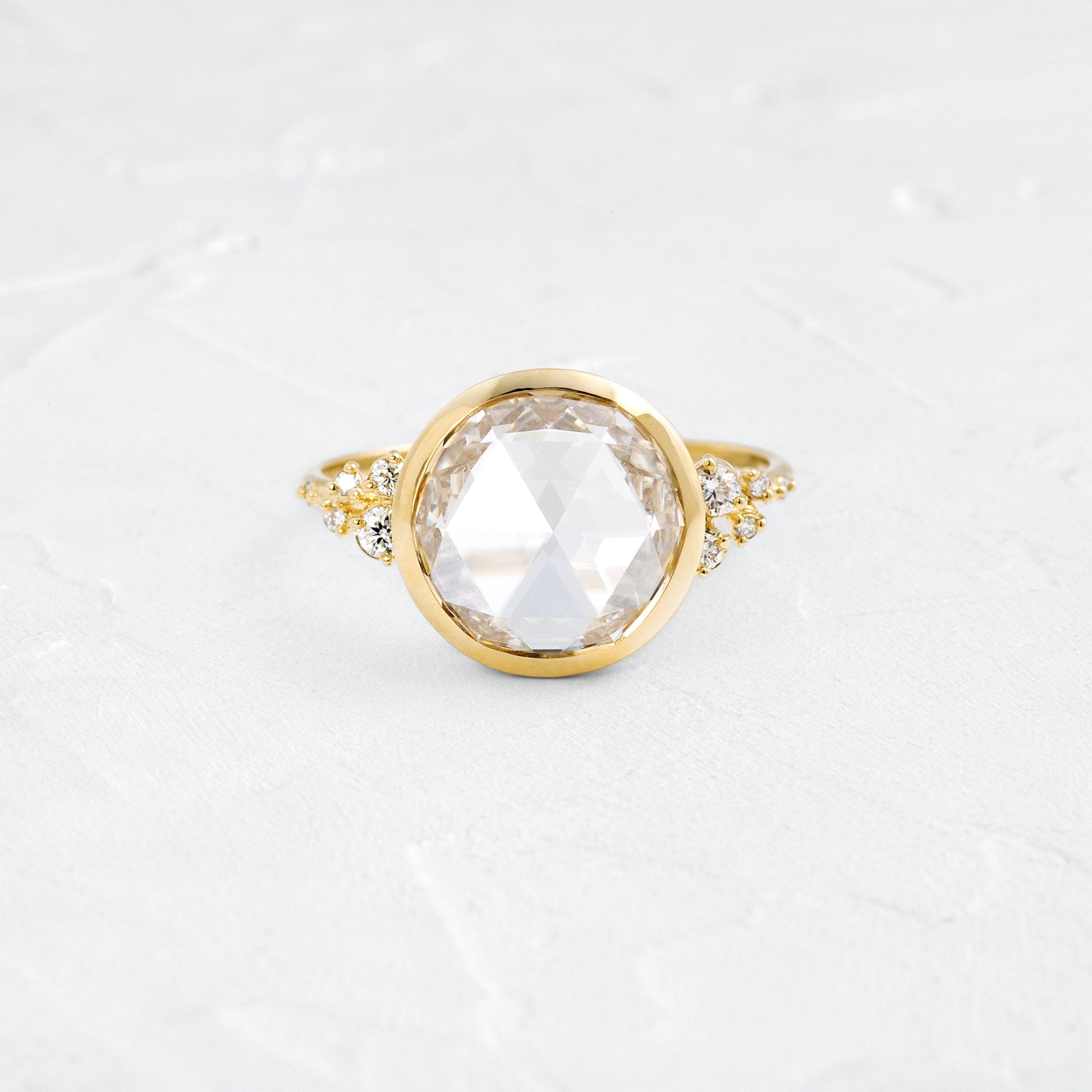 Bezel & Cluster-Rose Cut Lab Grown Diamond Engagement Ring