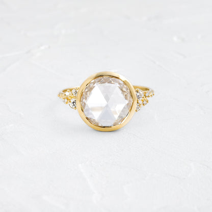 Bezel & Cluster-Rose Cut Lab Grown Diamond Engagement Ring