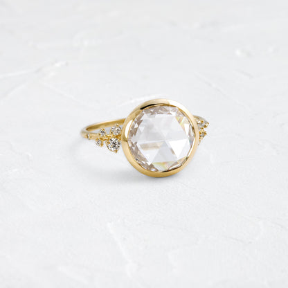 Bezel & Cluster-Rose Cut Lab Grown Diamond Engagement Ring