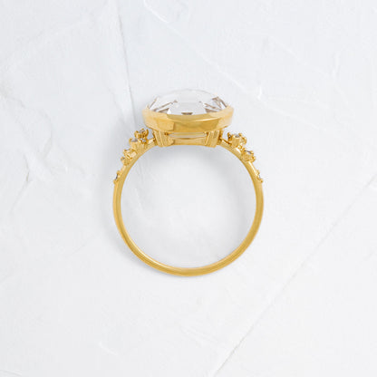Bezel & Cluster-Rose Cut Lab Grown Diamond Engagement Ring