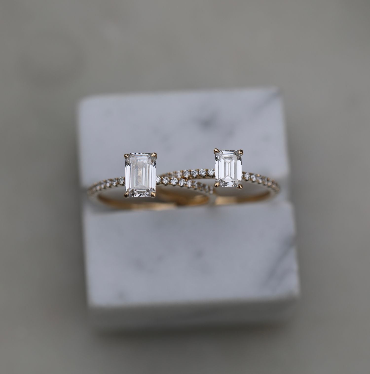 Elegant 0.90 CT Emerald Cut Lab-Grown Diamond Pave Engagement Ring 8