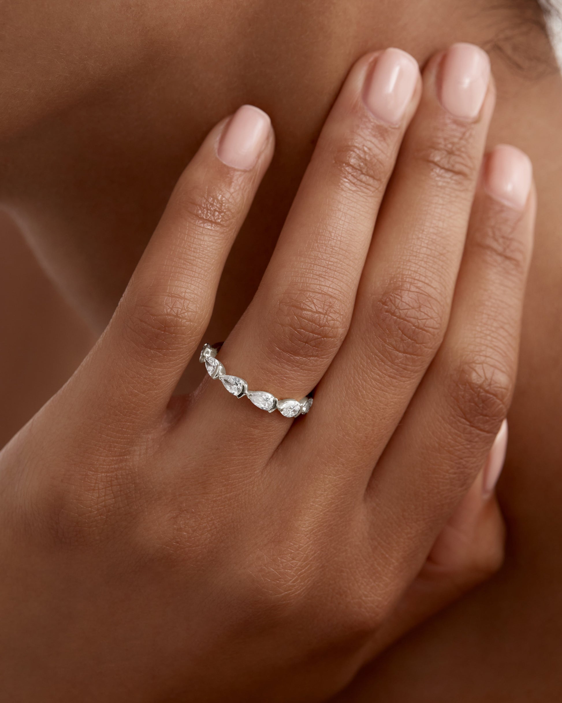 0.50 TCW Pear  Lab Grown Diamond  Half Eternity Wedding Band 4