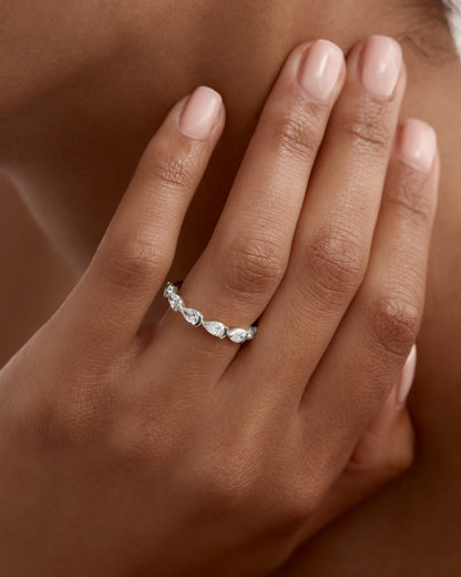 0.50 TCW Pear  Lab Grown Diamond  Half Eternity Wedding Band 4