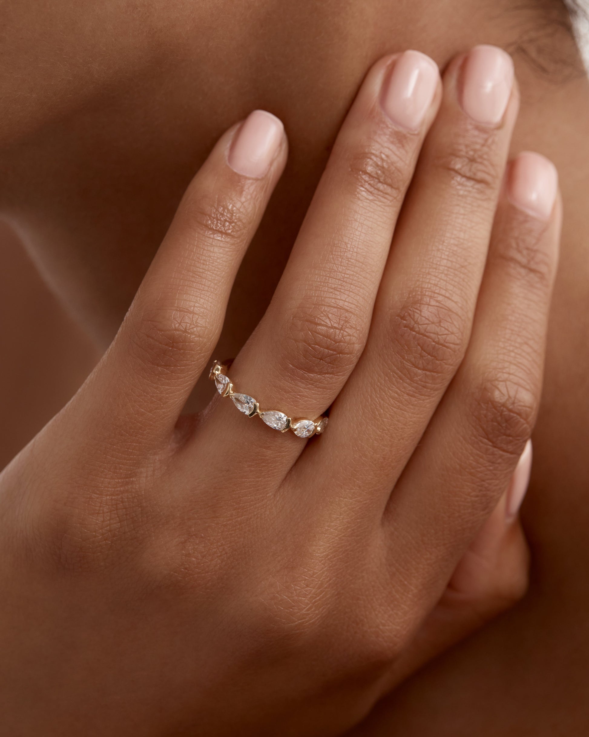 Elegant 0.50 CTW Pear-Shaped Lab Grown Diamond Half Eternity Band 5