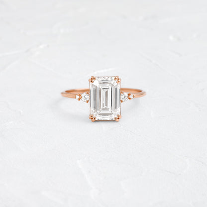 Cluster-Emerald Lab Grown Diamond Engagement Ring