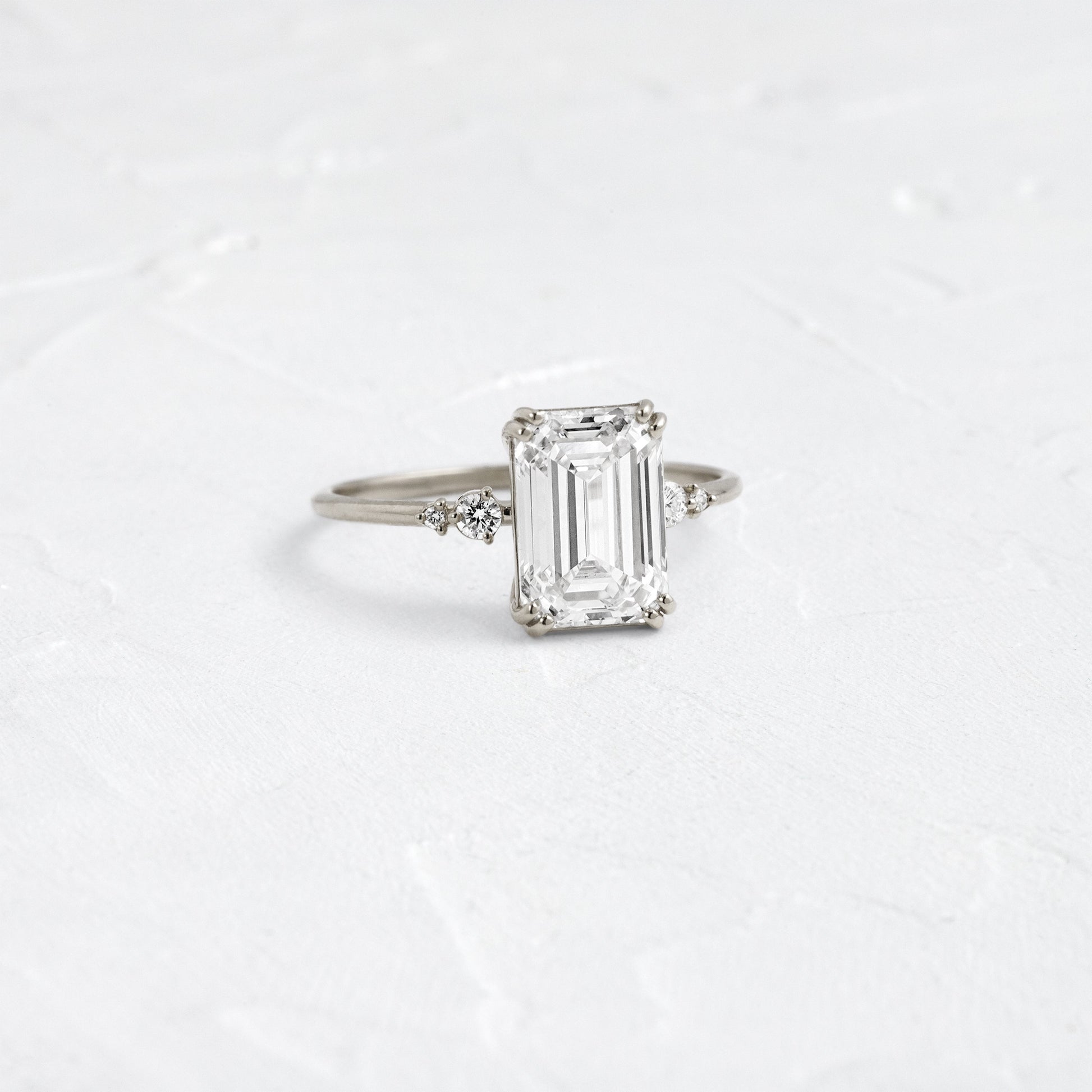 Cluster-Emerald Lab Grown Diamond Engagement Ring