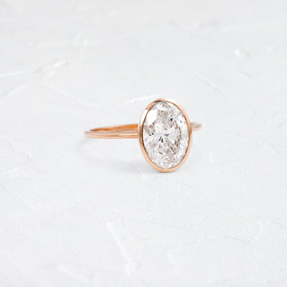 Bezel with Hidden Stones-Oval Lab Grown Diamond Engagement Ring