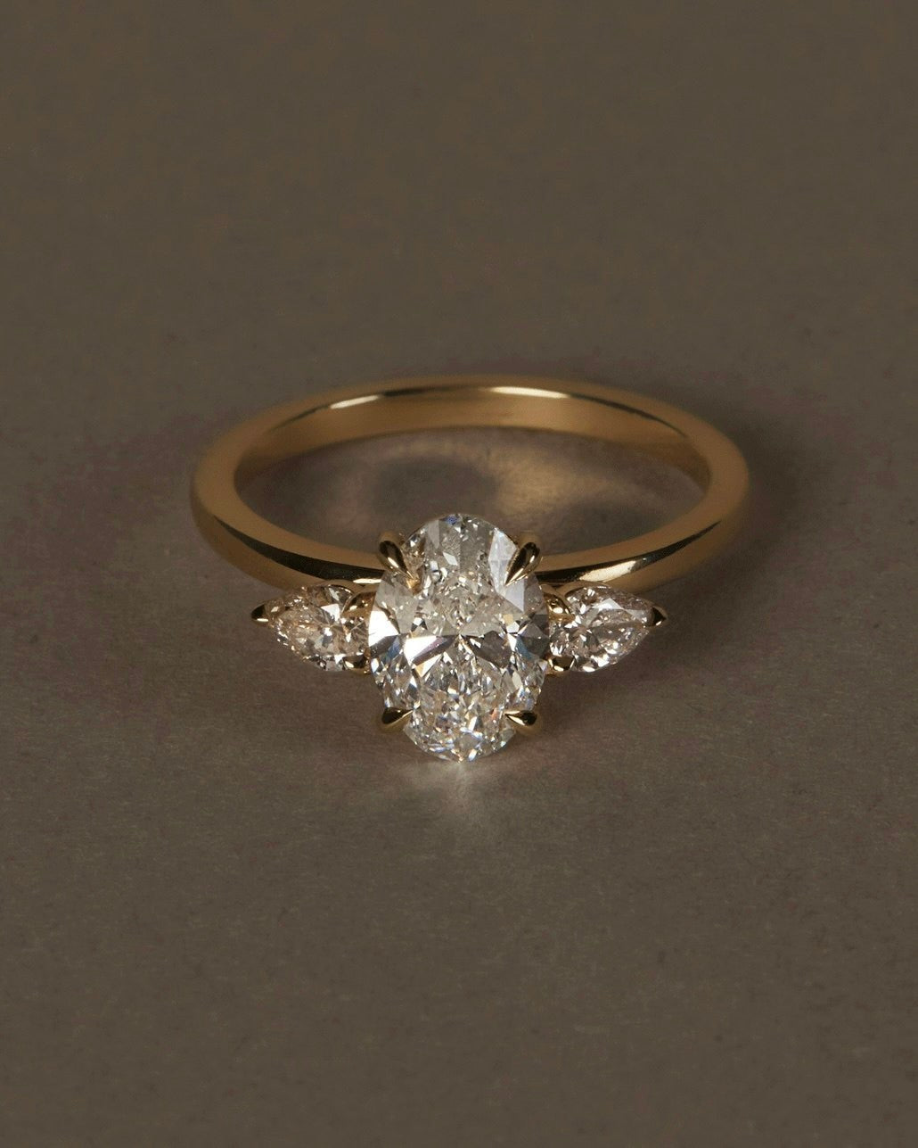 Three Stone-Oval Lab Grown Diamond Engagement Ring