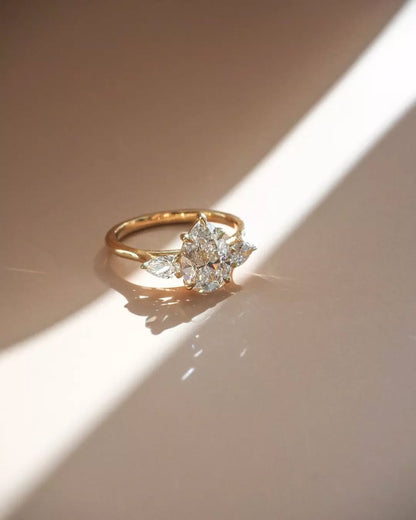 Three Stone-Pear Lab Grown Diamond Engagement Ring