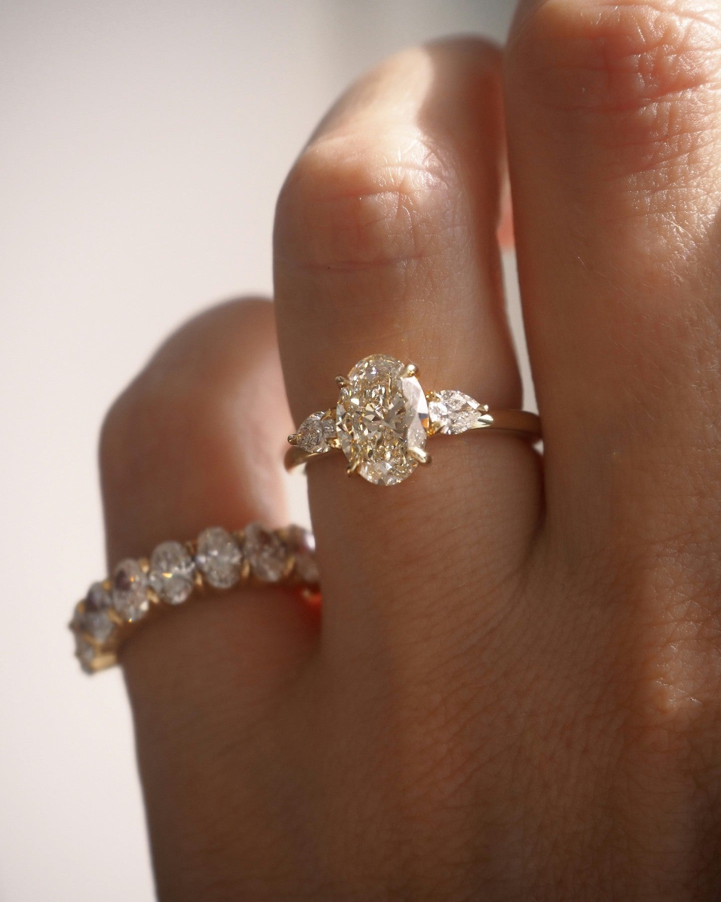 Three Stone-Oval Lab Grown Diamond Engagement Ring