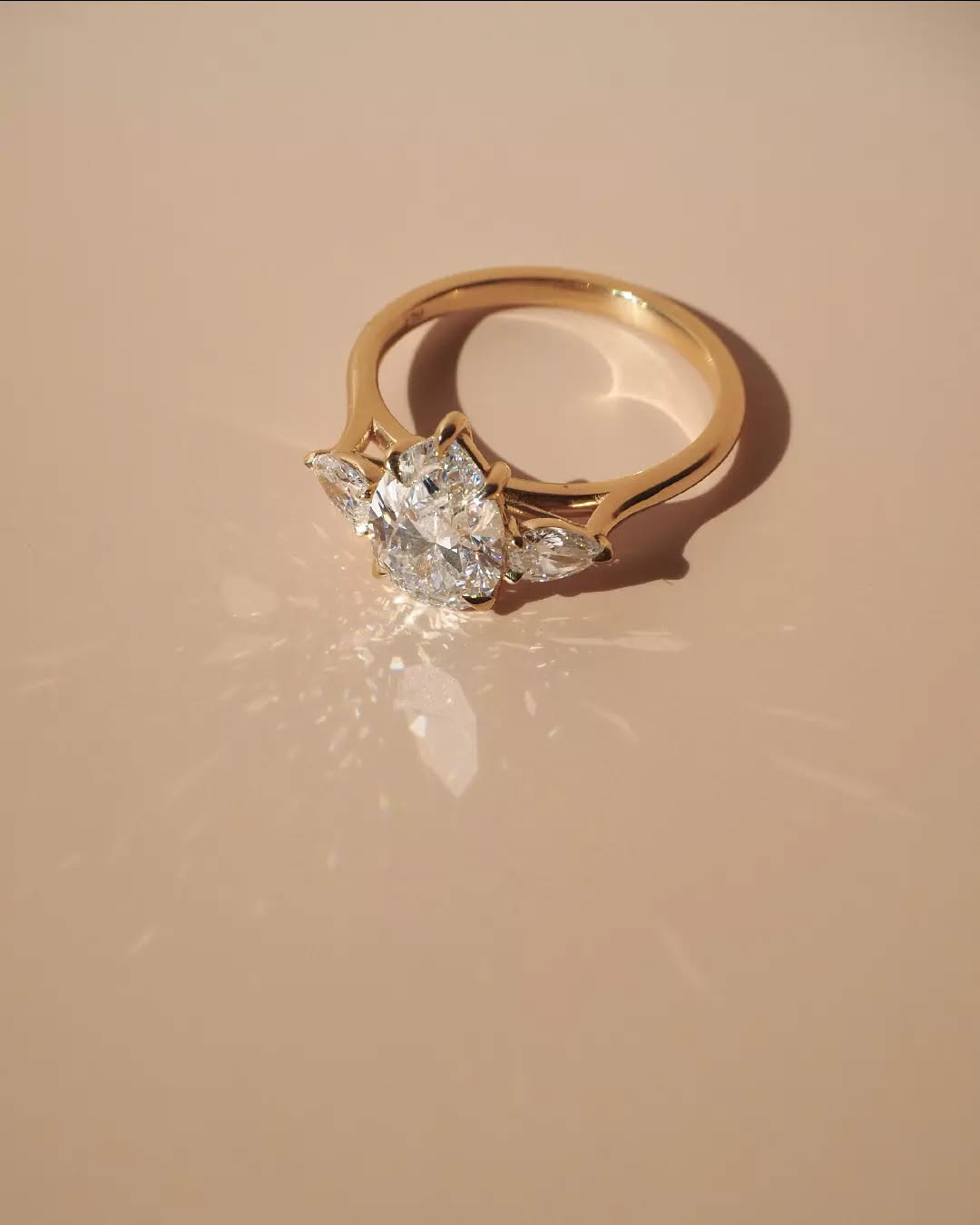 Three Stone-Pear Lab Grown Diamond Engagement Ring