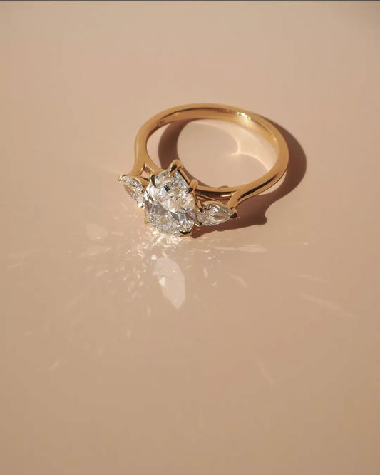 Three Stone-Pear Lab Grown Diamond Engagement Ring