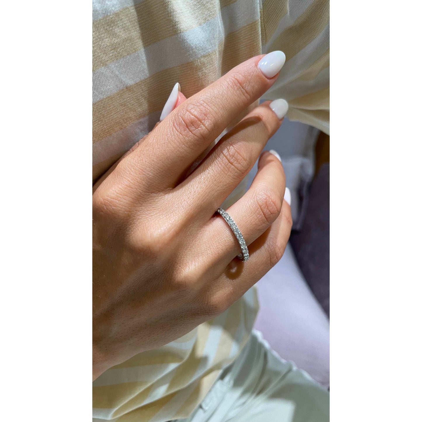0.5 Carat Round Lab Grown Diamond Half Eternity Wedding Band 8