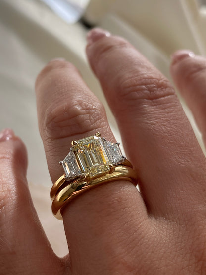 Three Stone-Emerald Lab Grown Diamond Engagement Ring
