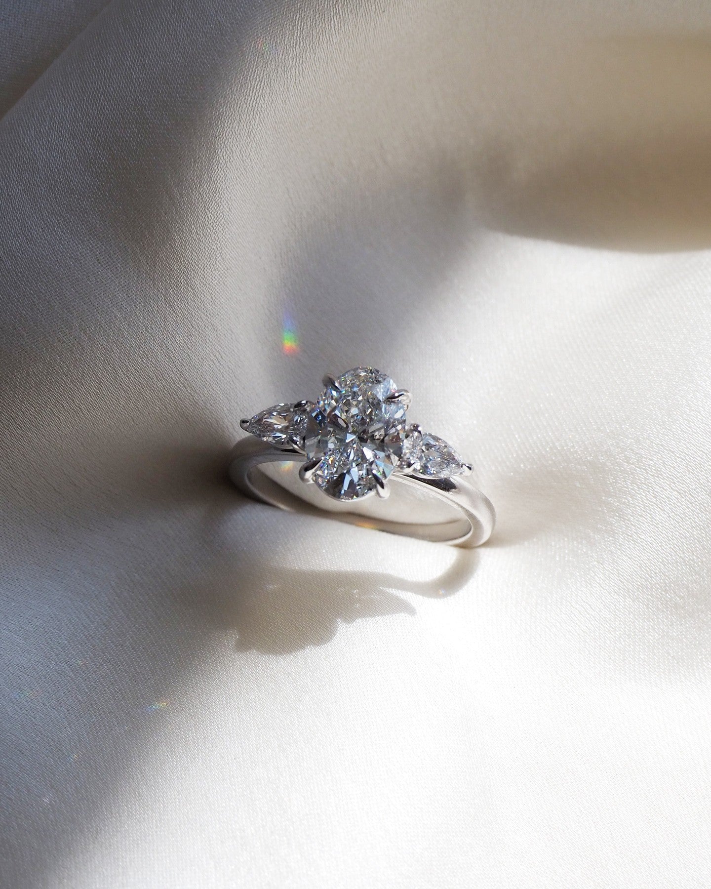 Three Stone-Oval Lab Grown Diamond Engagement Ring