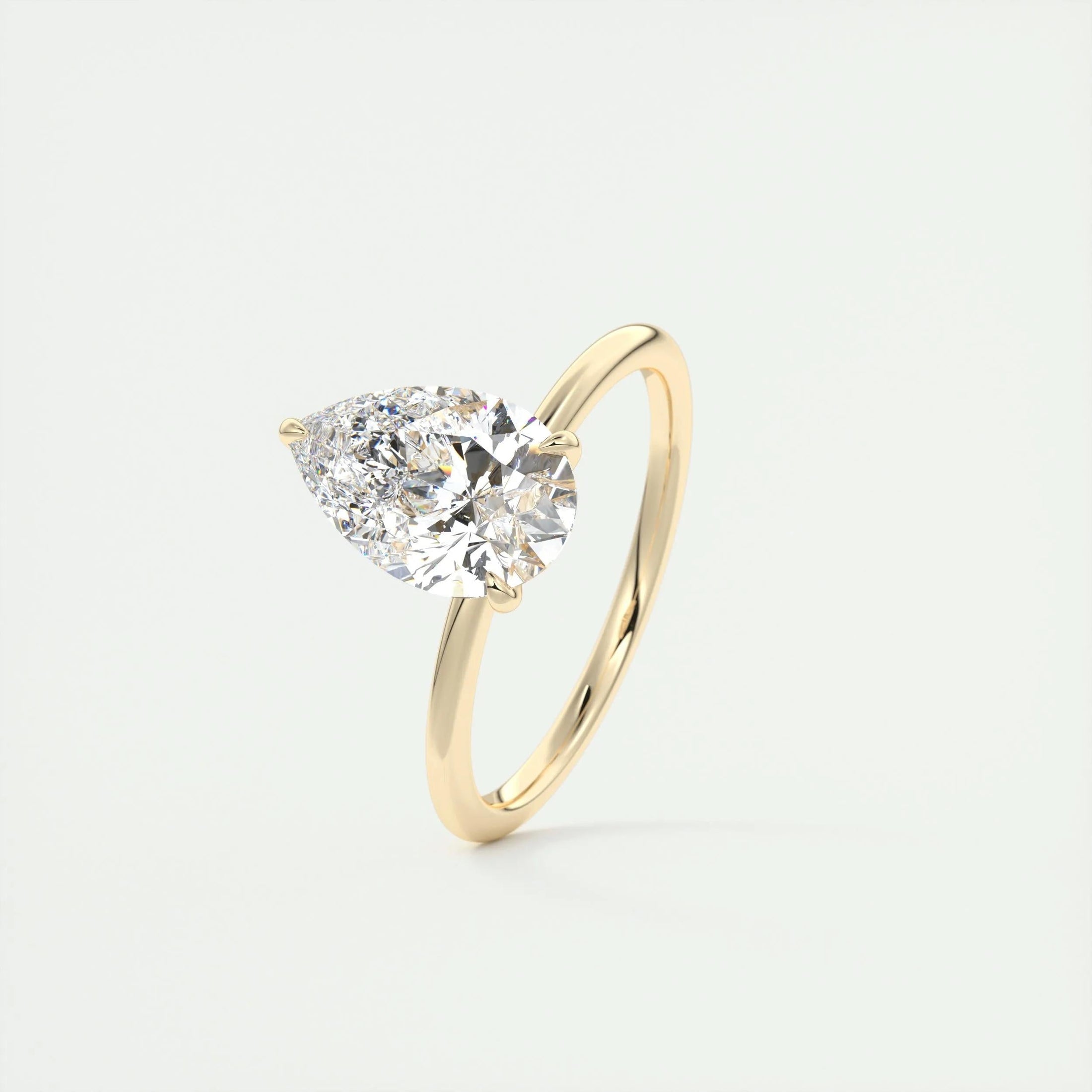 2.0 CT Pear-Shaped Lab Grown Diamond Solitaire Engagement Ring