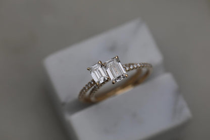 0.50 CT Emerald Lab Grown Diamond Pave Engagement Ring 8