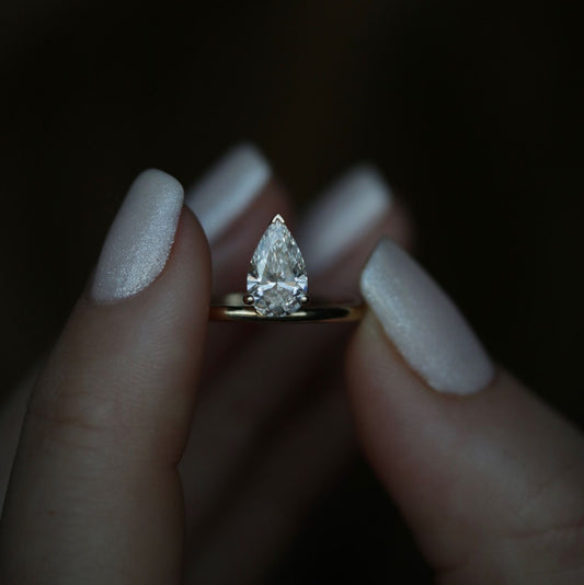 Radiant 0.93 CT Pear-Shaped Lab-Grown Diamond Engagement Ring