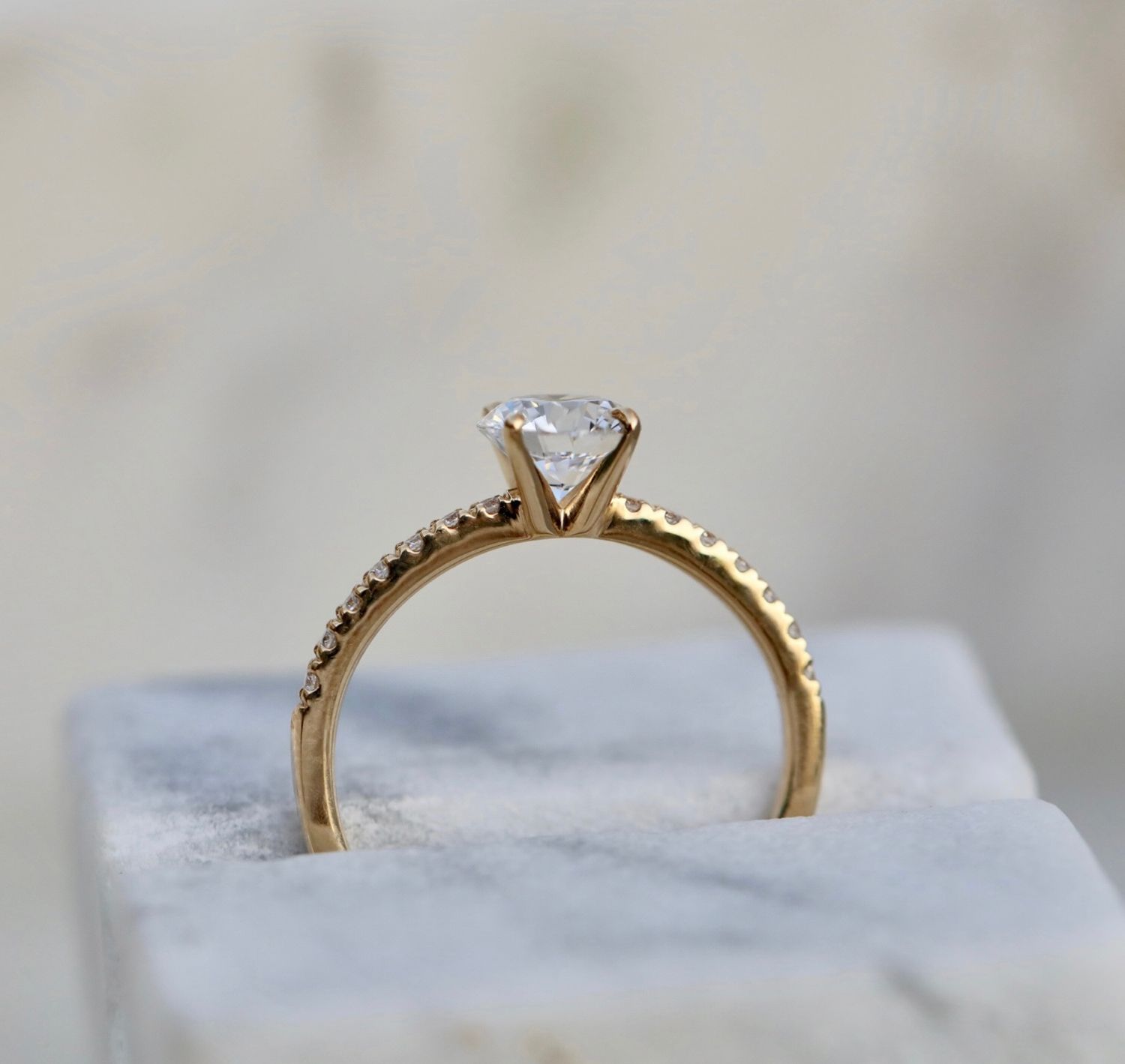 0.85 CT Round Lab-Grown Diamond Pave Engagement Ring