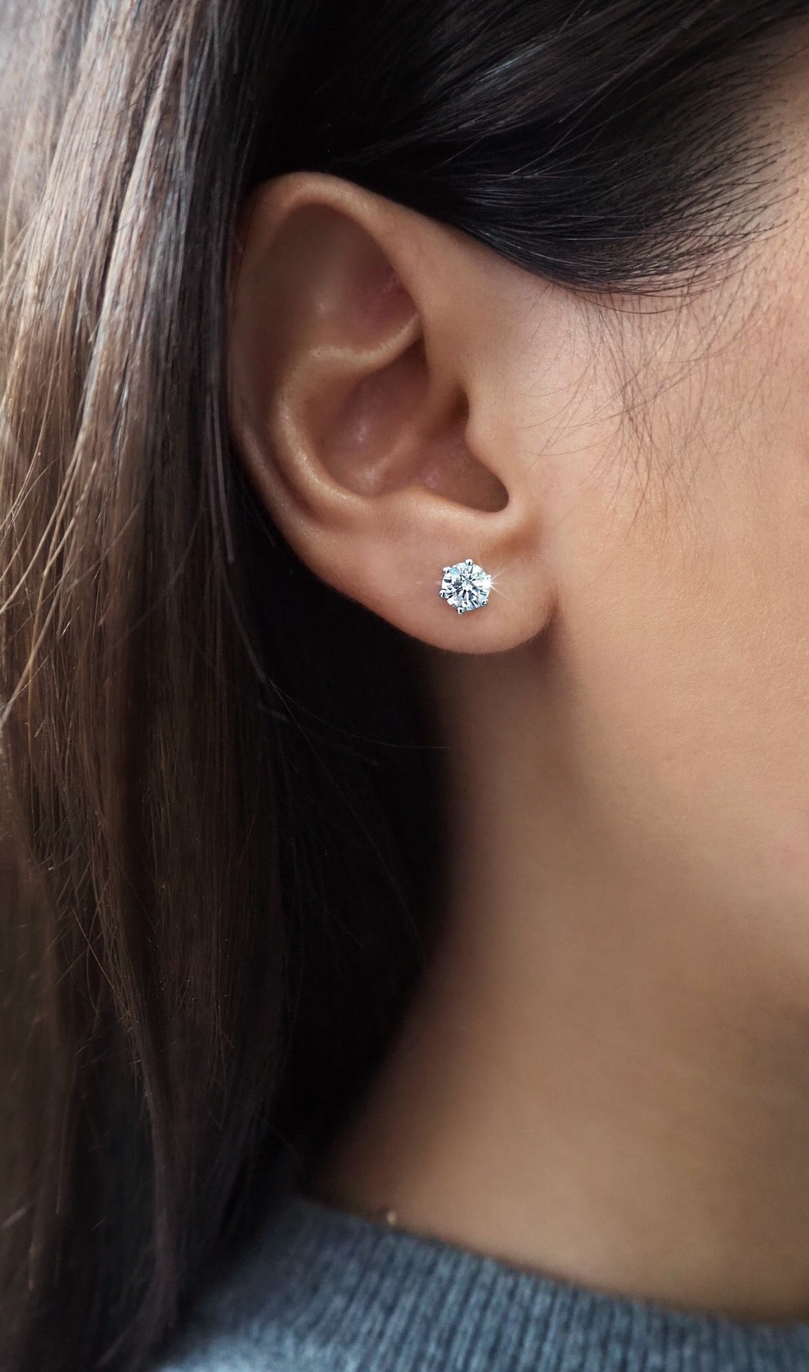 Elegant 0.5 CT Round Lab-Grown Diamond Stud Earrings in Gold Setting 7