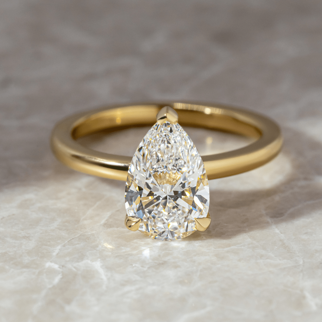 Hidden Halo-Pear Lab Grown Diamond Engagement Ring