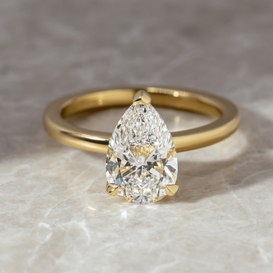 Hidden Halo-Pear Lab Grown Diamond Engagement Ring