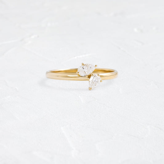 Two Stone- 0.45 CT Pear Lab Grown Diamond Wedding Band