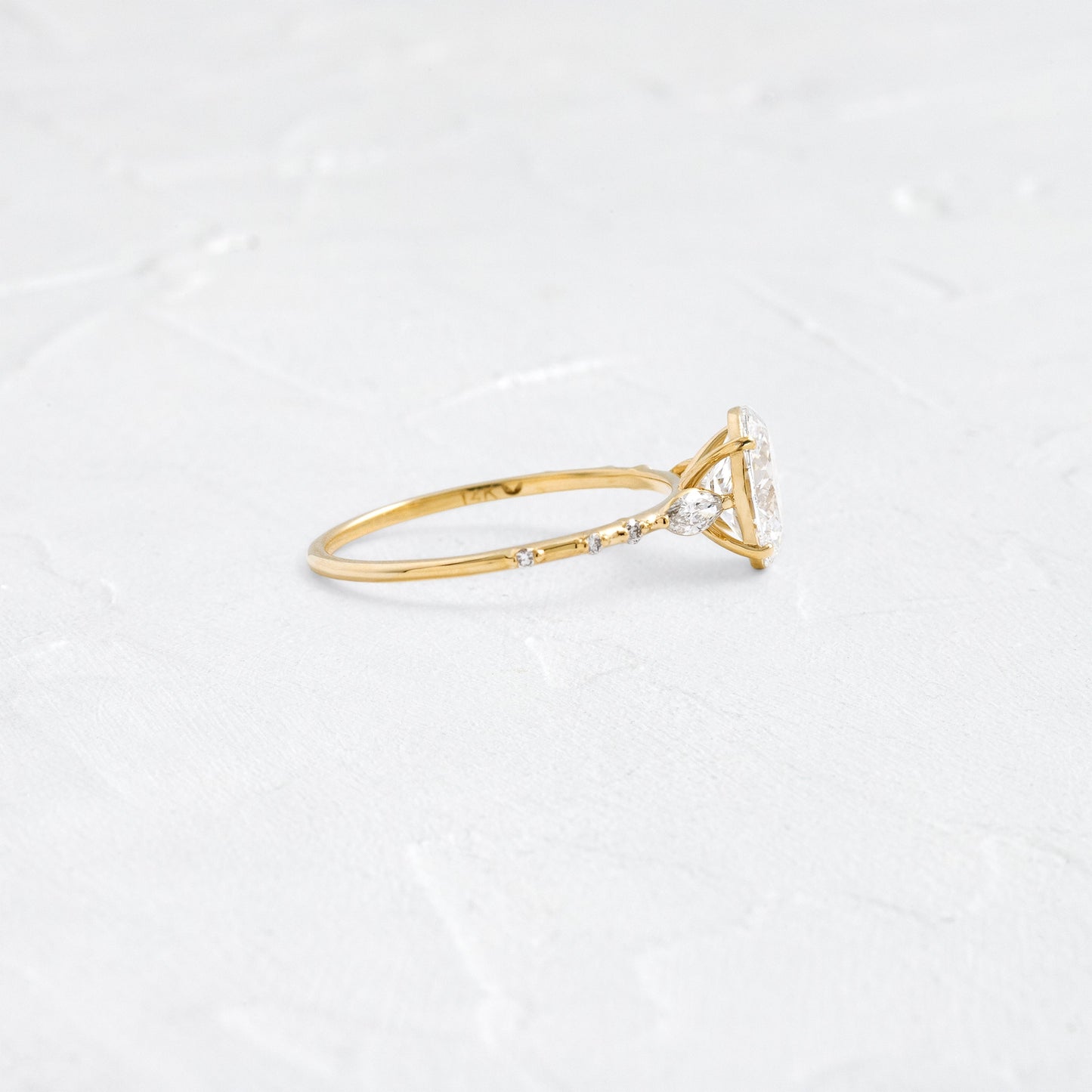Three Stone & Pave-Oval Lab Grown Diamond Engagement Ring