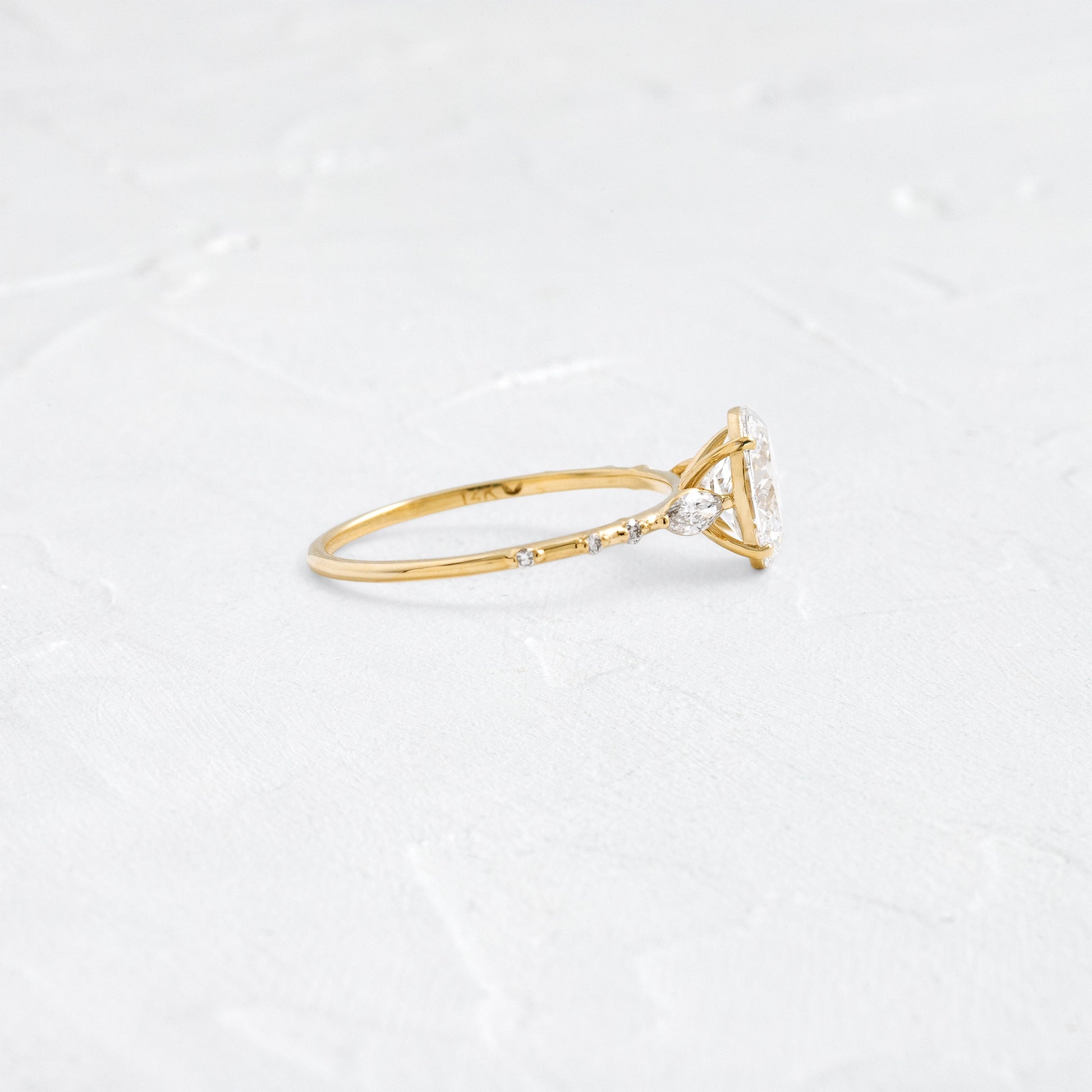 Three Stone & Pave-Oval Lab Grown Diamond Engagement Ring
