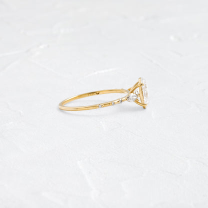 Three Stone & Pave-Oval Lab Grown Diamond Engagement Ring
