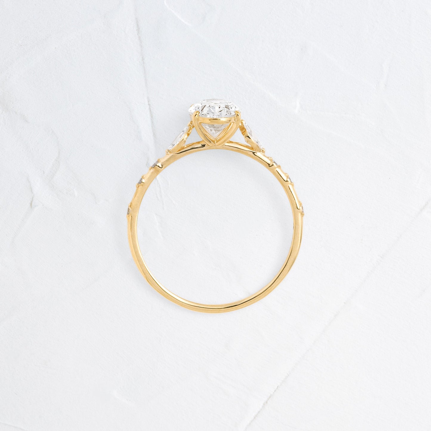Three Stone & Pave-Oval Lab Grown Diamond Engagement Ring