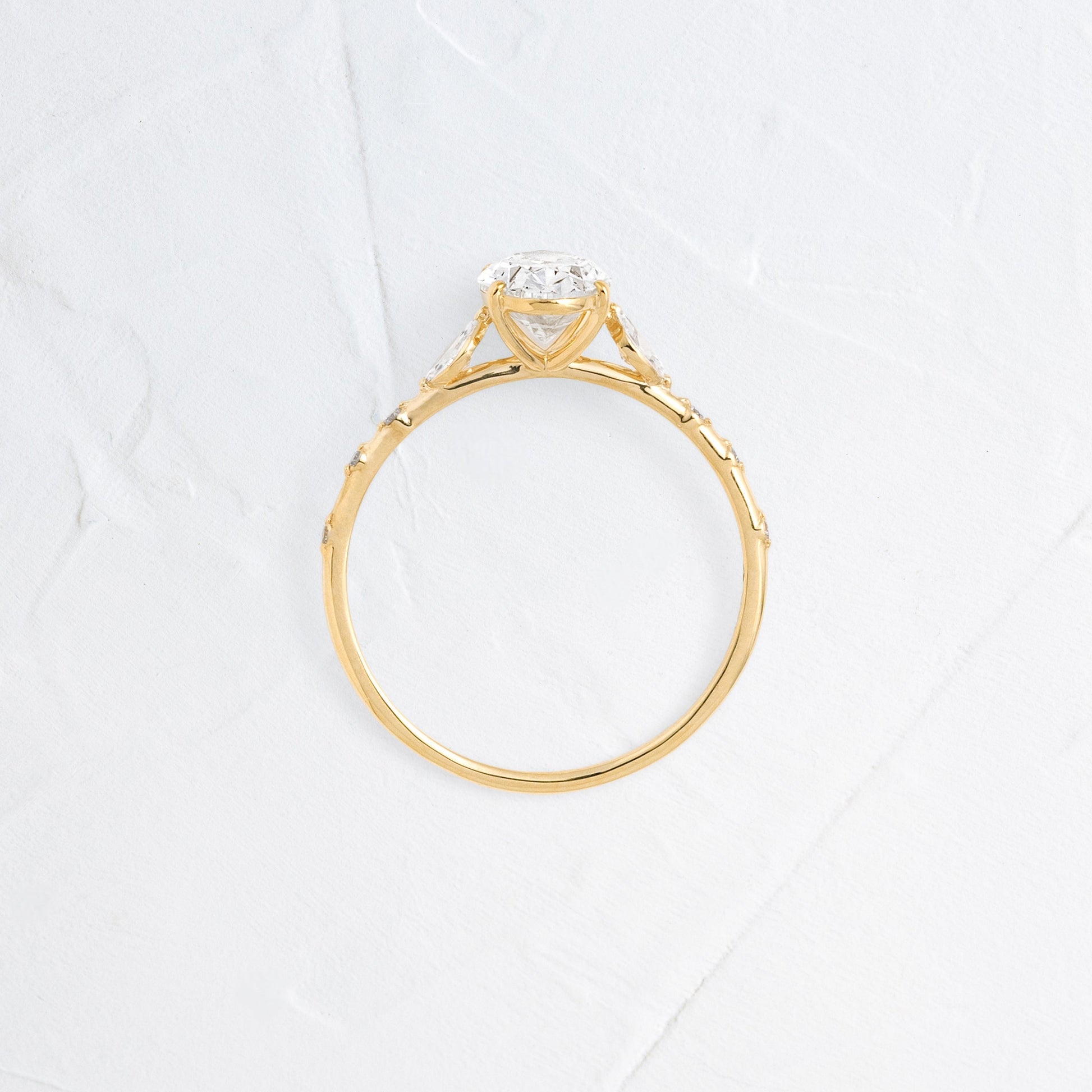 Three Stone & Pave-Oval Lab Grown Diamond Engagement Ring