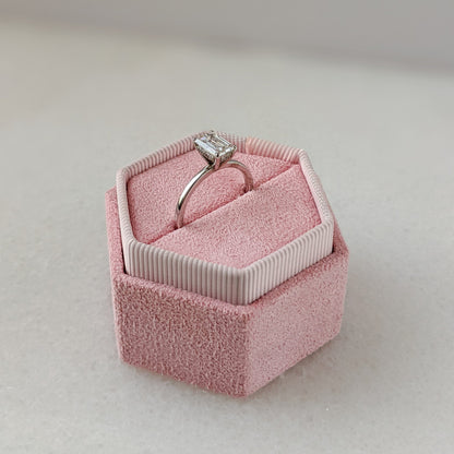 1.03 CT Emerald-Cut Lab Diamond Hidden Halo Engagement Ring 7