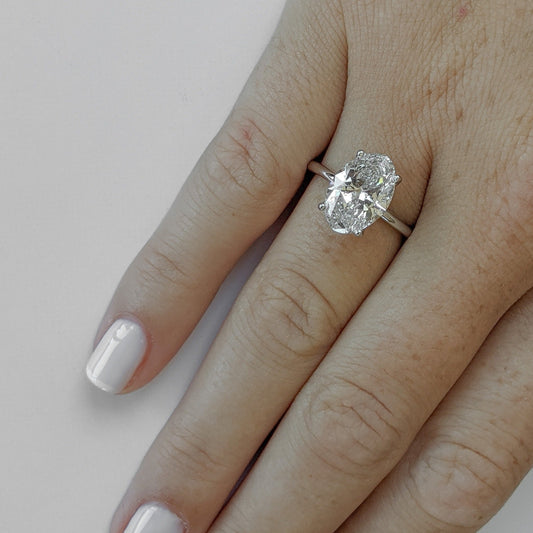 3.05 CT Oval Lab-Grown Diamond Solitaire Engagement Ring