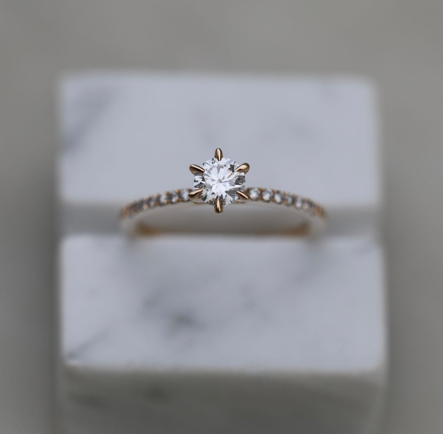 0.50 CT Round Cut Pave CVD E/VS1 Diamond Engagement Ring 1