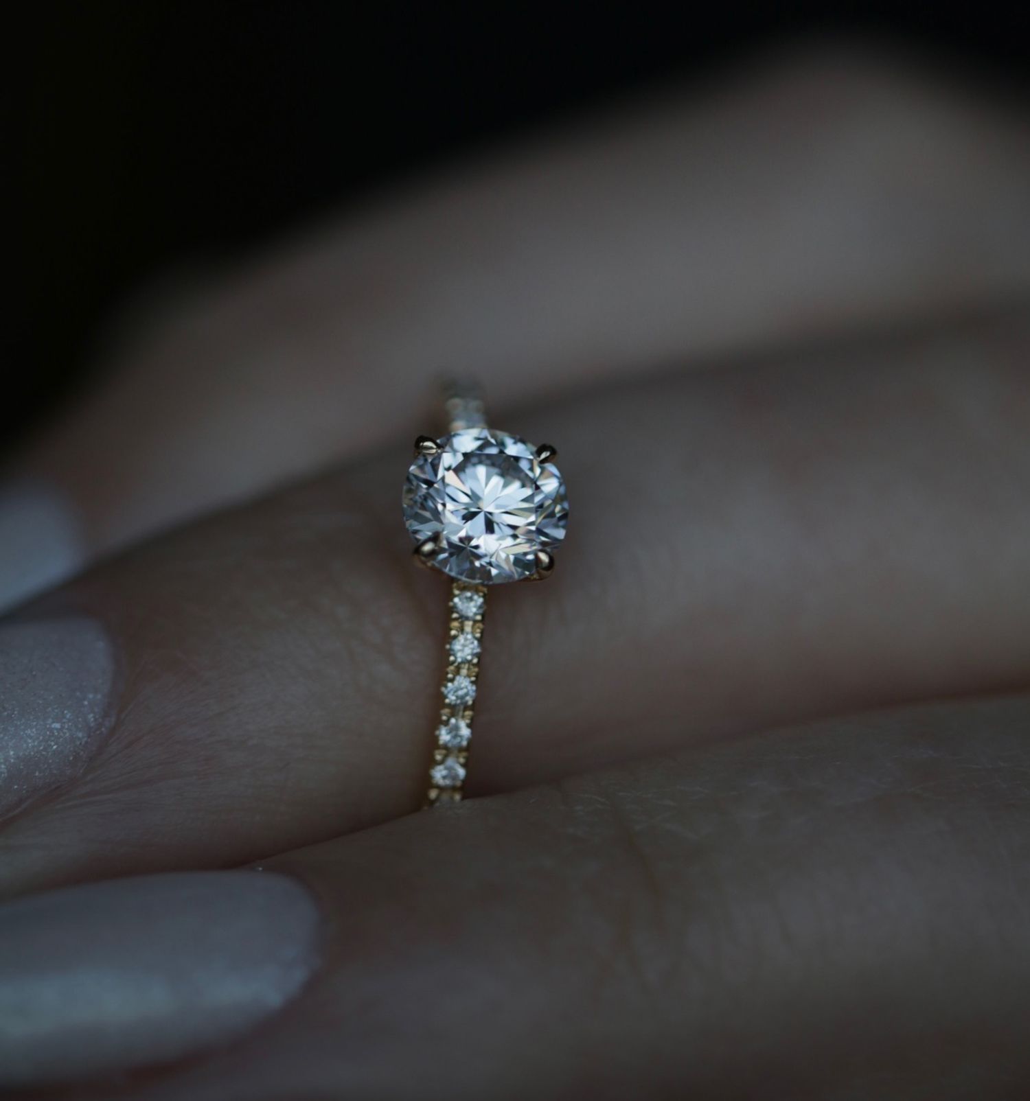 Eternal Elegance: 0.85 CT Round Lab-Grown Diamond Pave Engagement Ring