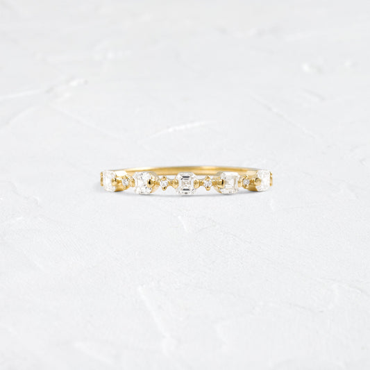 Half Eternity- 0.45 CT Asscher & Round Lab Grown Diamond Wedding Band
