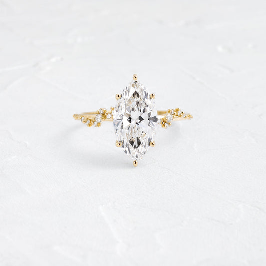 Cluster-Marquise Lab Grown Diamond Engagement Ring