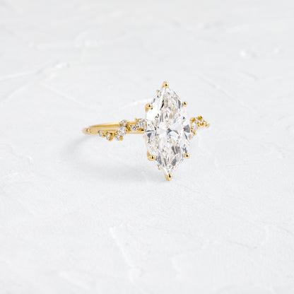Cluster-Marquise Lab Grown Diamond Engagement Ring