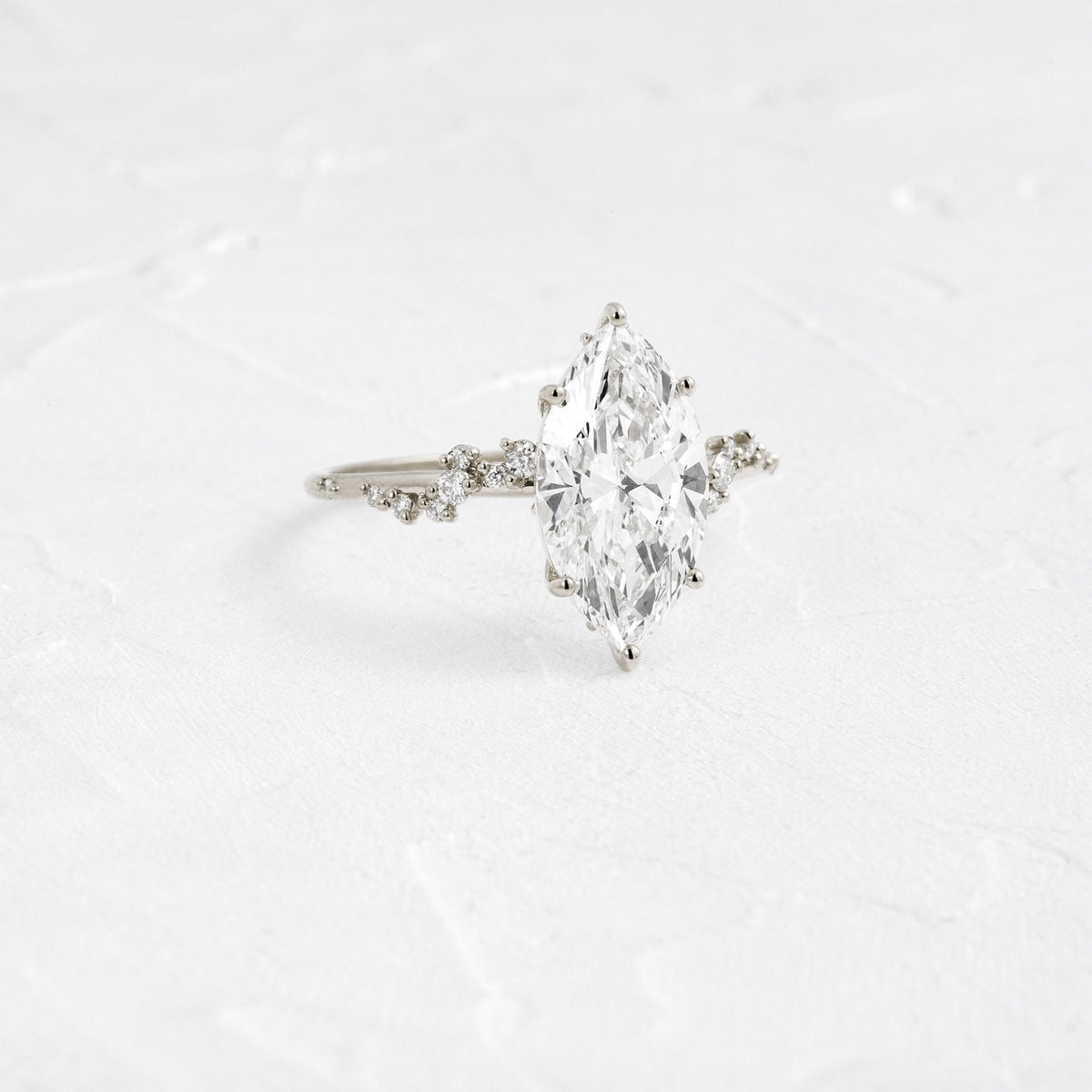 Cluster-Marquise Lab Grown Diamond Engagement Ring