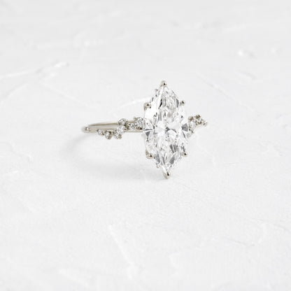 Cluster-Marquise Lab Grown Diamond Engagement Ring