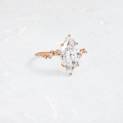 Cluster-Marquise Lab Grown Diamond Engagement Ring