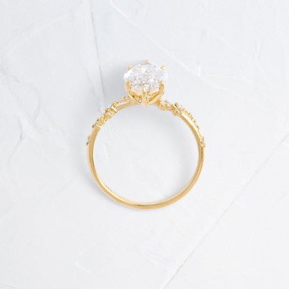 Cluster-Marquise Lab Grown Diamond Engagement Ring
