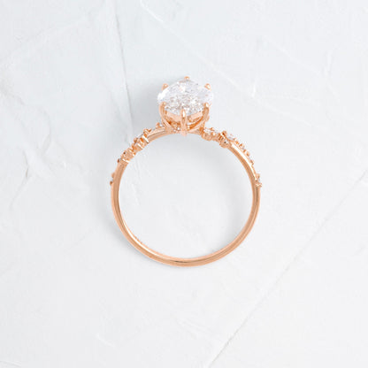 Cluster-Marquise Lab Grown Diamond Engagement Ring