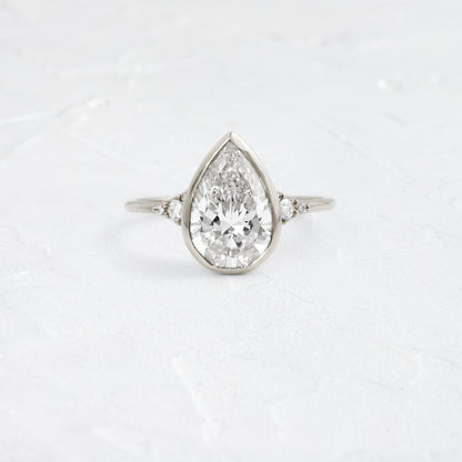 Bezel & Cluster Style-Pear Lab Grown Diamond Engagement Ring