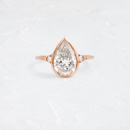 Bezel & Cluster Style-Pear Lab Grown Diamond Engagement Ring