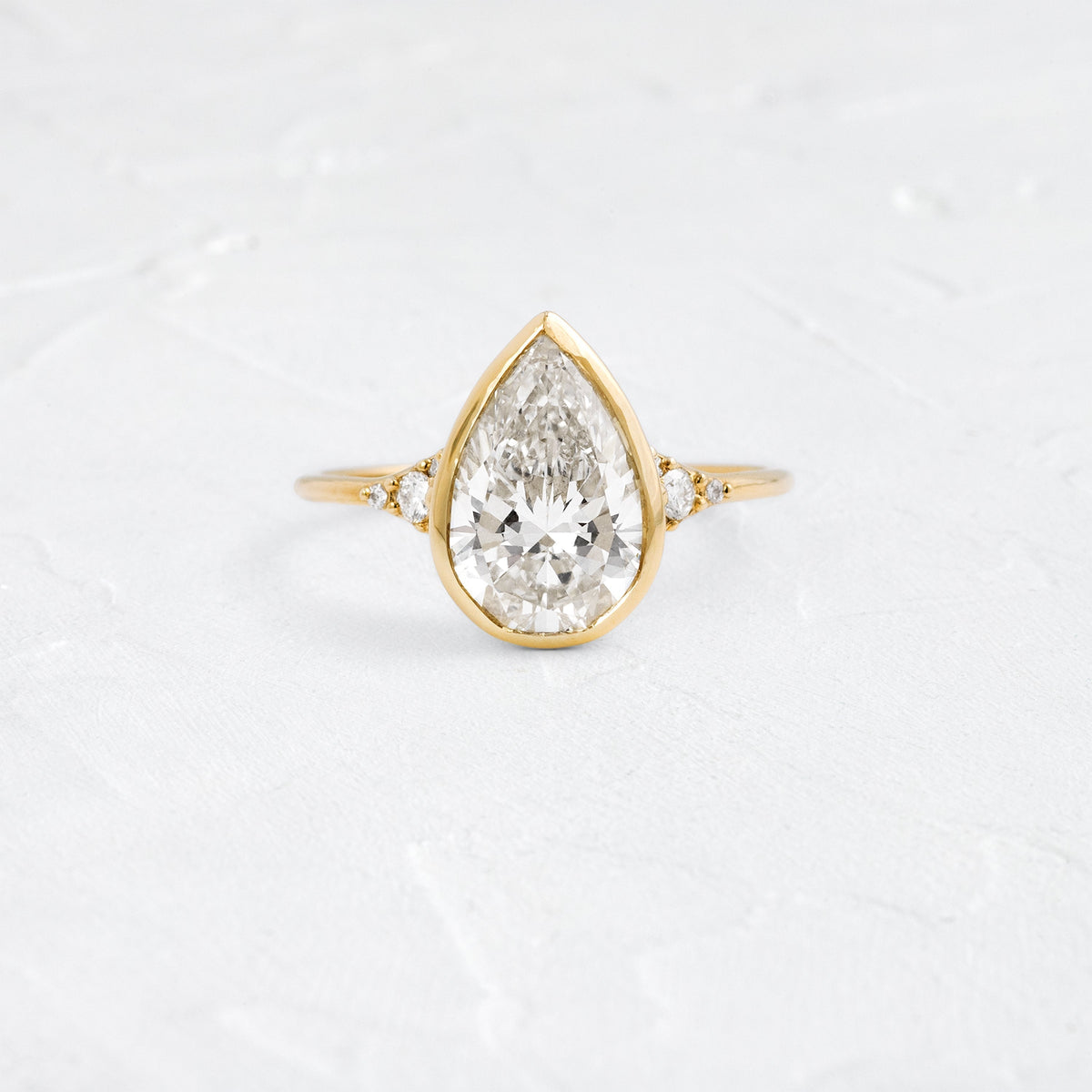 Bezel & Cluster Style-Pear Lab Grown Diamond Engagement Ring